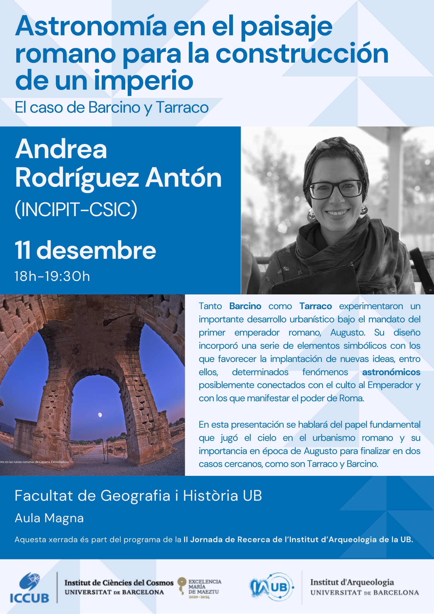 Cartell conferència II Jornada de Recerca de l’Institut d’Arqueologia de la UB.